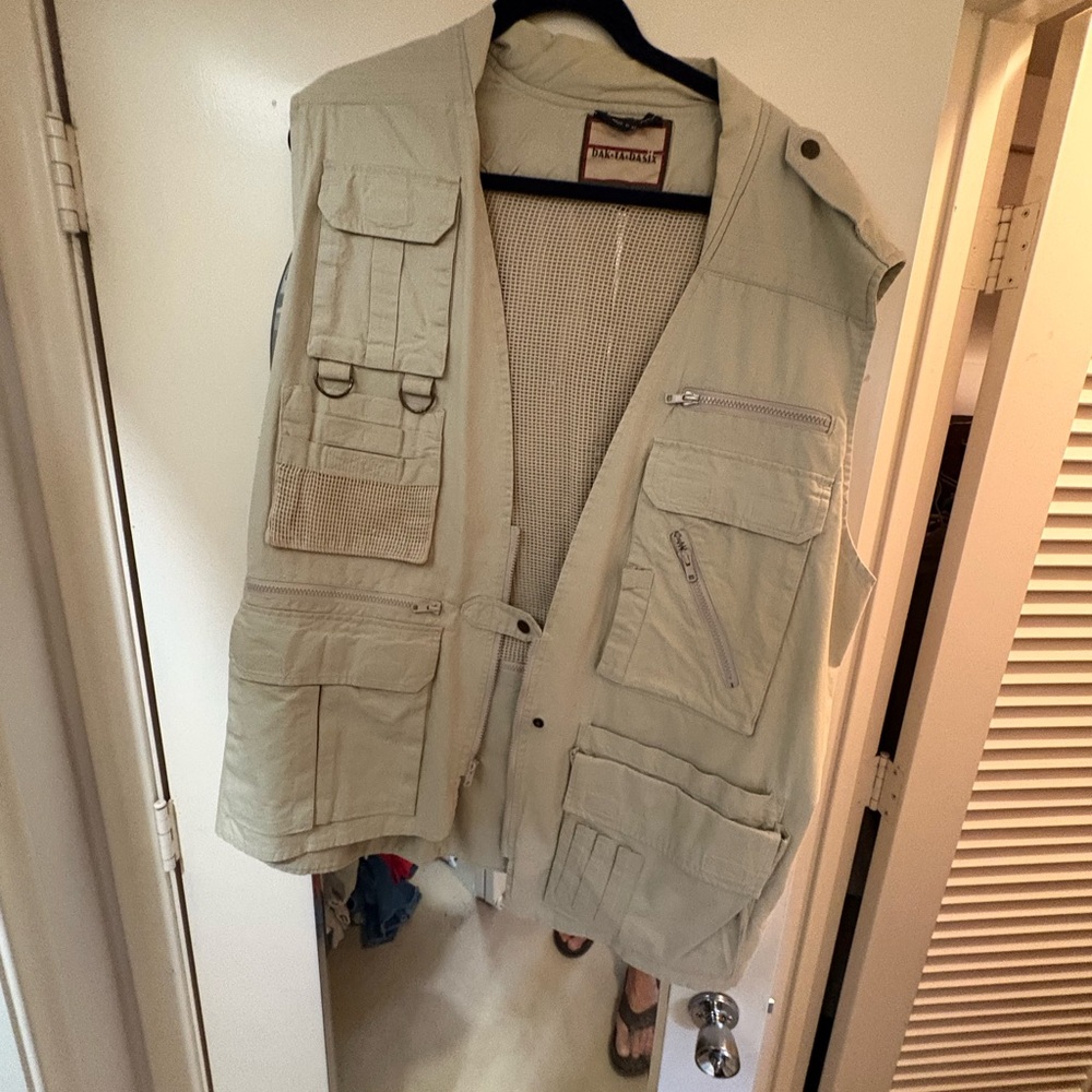 Beige Utility Vest with Multiple Pockets